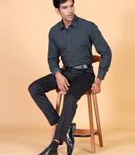 Blue printed cotton mens-casual-shirts