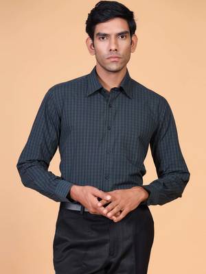 Blue printed cotton mens-casual-shirts 2