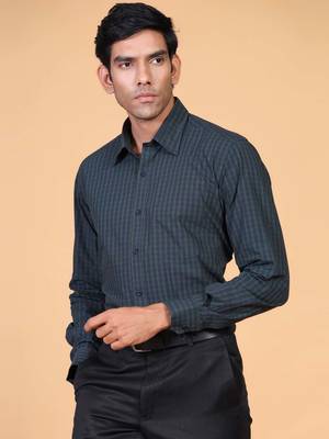 Blue printed cotton mens-casual-shirts 3