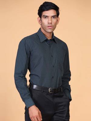 Blue printed cotton mens-casual-shirts 4