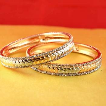 Gold Moti Stone Cz Polki Kundun Meenakari Pearl Bangle Kara 1