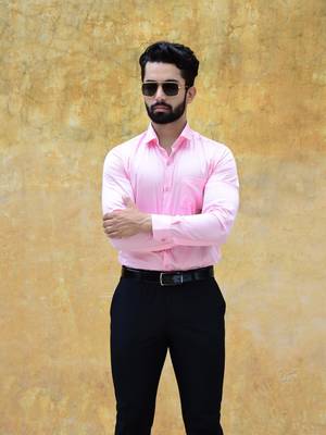 Pink printed cotton mens-casual-shirts 1