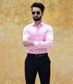 Pink printed cotton mens-casual-shirts