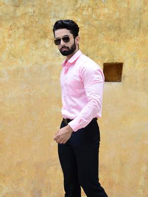 Pink printed cotton mens-casual-shirts 2