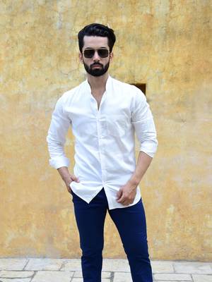 White printed cotton mens-casual-shirts 1
