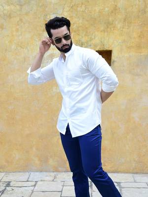 White printed cotton mens-casual-shirts 2