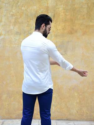 White printed cotton mens-casual-shirts 3
