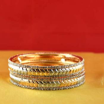 Gold Moti Stone Cz Polki Kundun Meenakari Pearl Bangle Kara 2