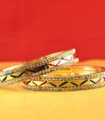 gold moti stone cz polki kundun meenakari pearl bangle kara size-2.4,2.6,2.8