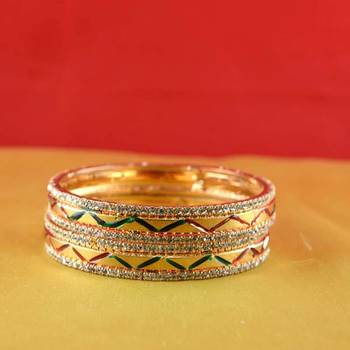 gold moti stone cz polki kundun meenakari pearl bangle kara size-2.4,2.6,2.8 2
