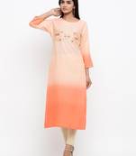 Orange embroidered cotton ethnic-kurtis
