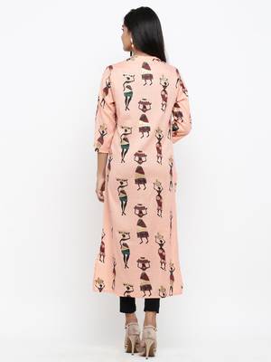 Peach printed cotton ethnic-kurtis 5