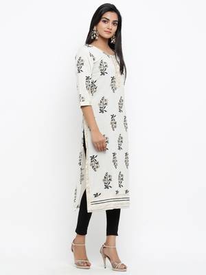 White printed cotton ethnic-kurtis 3