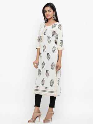 White printed cotton ethnic-kurtis 4