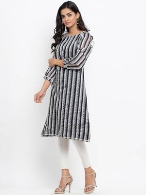 Black printed cotton ethnic-kurtis 1