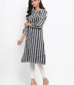 Black printed cotton ethnic-kurtis