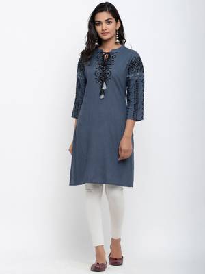 Black embroidered rayon ethnic-kurtis 1