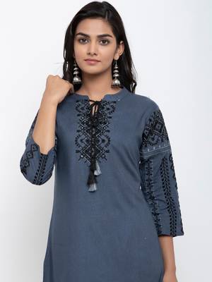 Black embroidered rayon ethnic-kurtis 2