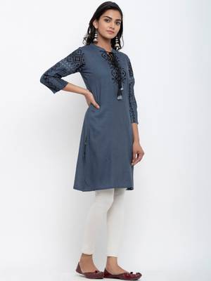 Black embroidered rayon ethnic-kurtis 3