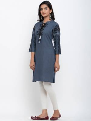 Black embroidered rayon ethnic-kurtis 4