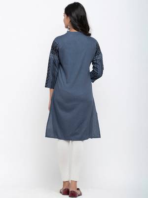Black embroidered rayon ethnic-kurtis 5
