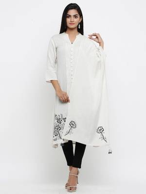 White embroidered cotton ethnic-kurtis 1