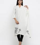 White embroidered cotton ethnic-kurtis
