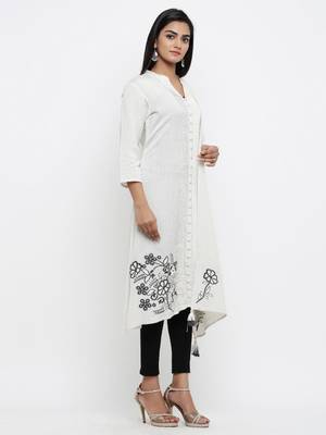 White embroidered cotton ethnic-kurtis 3