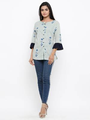Green printed cotton ethnic-kurtis 1