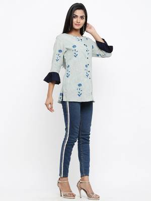 Green printed cotton ethnic-kurtis 3