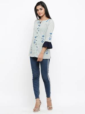 Green printed cotton ethnic-kurtis 4