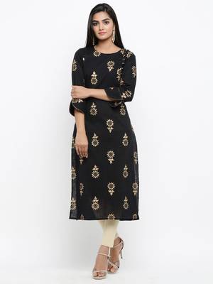 Black printed cotton ethnic-kurtis 1
