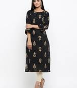 Black printed cotton ethnic-kurtis