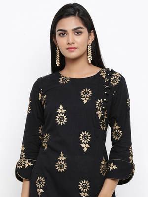 Black printed cotton ethnic-kurtis 2