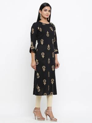 Black printed cotton ethnic-kurtis 3
