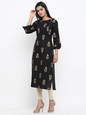 Black printed cotton ethnic-kurtis 4