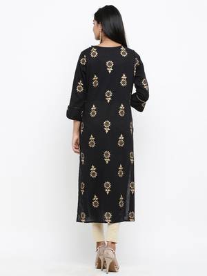 Black printed cotton ethnic-kurtis 5