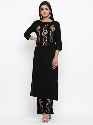 Black embroidered cotton ethnic-kurtis 1
