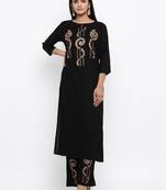 Black embroidered cotton ethnic-kurtis