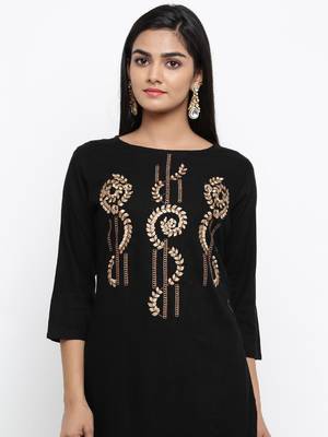 Black embroidered cotton ethnic-kurtis 2
