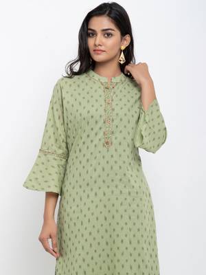 Green printed cotton ethnic-kurtis 2