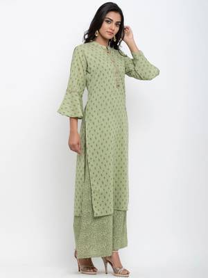 Green printed cotton ethnic-kurtis 3