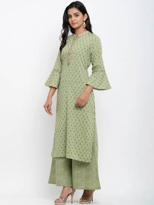 Green printed cotton ethnic-kurtis 4