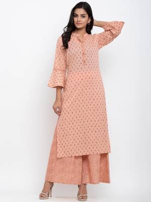 Pink printed cotton ethnic-kurtis 1