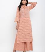 Pink printed cotton ethnic-kurtis
