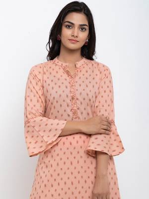 Pink printed cotton ethnic-kurtis 2