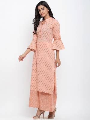 Pink printed cotton ethnic-kurtis 4