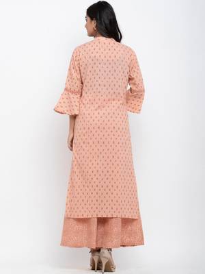 Pink printed cotton ethnic-kurtis 5