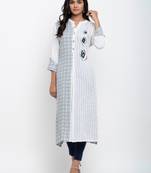Multicolor embroidered cotton ethnic-kurtis