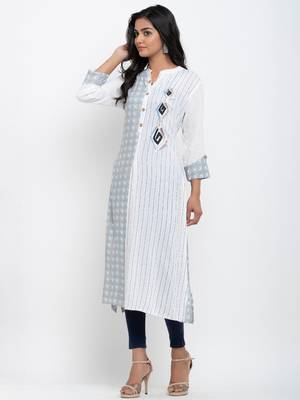 Multicolor embroidered cotton ethnic-kurtis 4